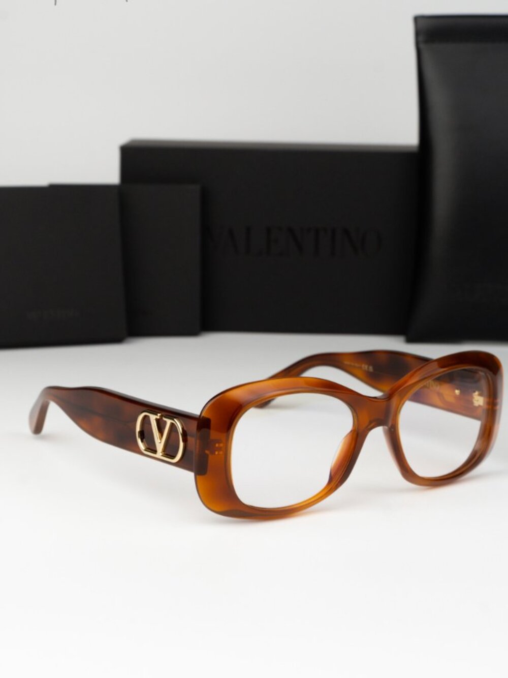 Valentino Women Eyeglasses Havana Transparent Rectangle VLX-181 C NEW AUTHENTIC